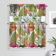 thumbnail image 2 of Botanical Paradise Hawaiian Kitchen Curtains Set 27.5x36in Polyester Valance and Tiers, Floral Leaves Window Curtains for Summer Home Kitchen Decor, 2 of 6
