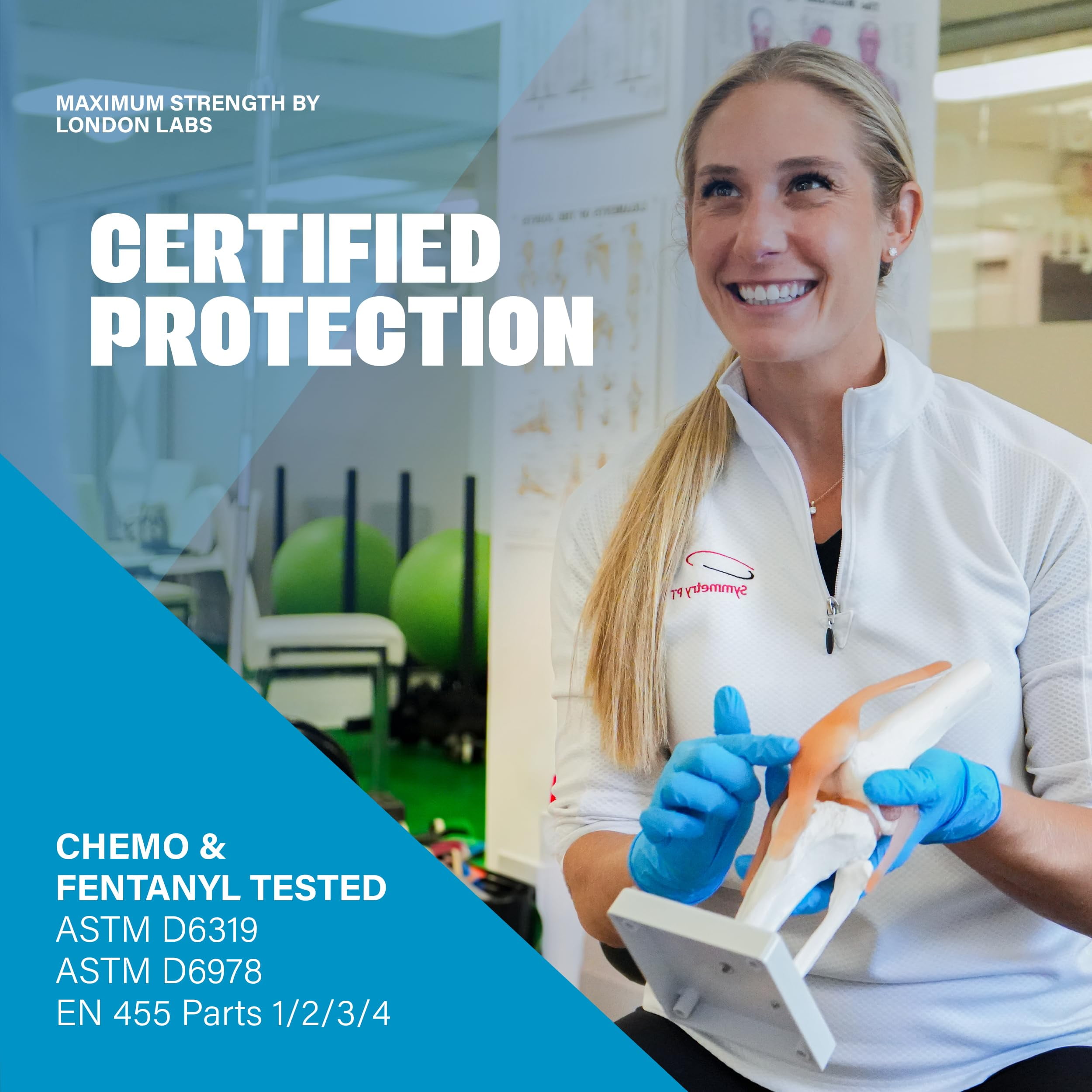 London Labs 4 Mil Disposable Nitrile Exam Gloves, Latex Free & Powder Free Gloves for Medical, food safe, EMT, Cleaning, Cooking - 1000ct large Synsafe blue gloves