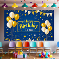 thumbnail image 5 of Blue Golden Birthday Banner with Balloons Stars and Polka Dots Happy Birthday Decoration Backdrop for Birthday Party Photography Props Party Supplies Decorations, 5 of 8