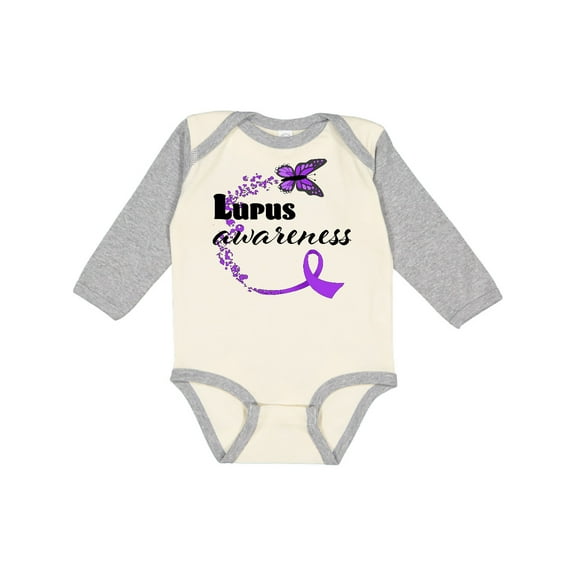 Inktastic Lupus Awareness butterfly ribbon Boys or Girls Long Sleeve Baby Bodysuit