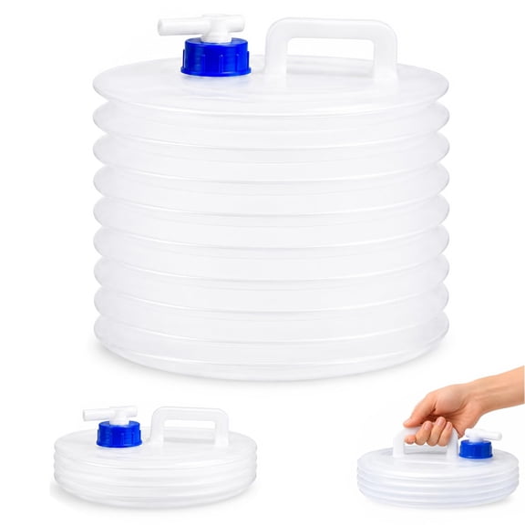 Collapsible Water Container with Spigot, 5L Portable Folding Water Jug for Camping Hiking Emergency Car Travel(1.32 Gal / 169 fl oz)