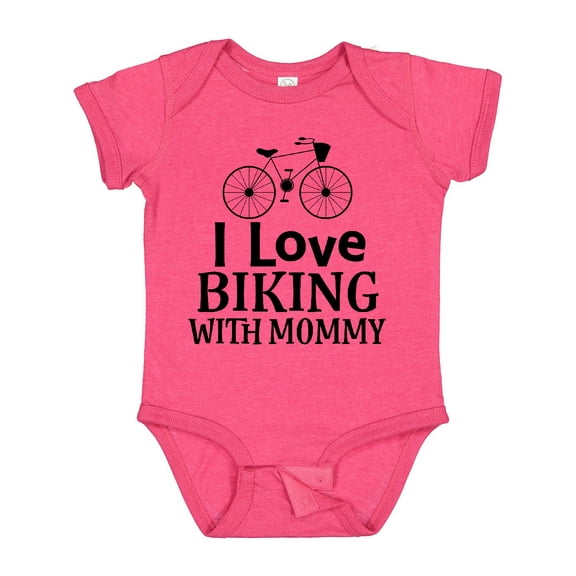 Inktastic Biking with Mommy Bicycle Boys or Girls Baby Bodysuit