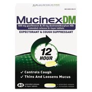 Mucinex RAC05640 DM Expectorant and Cough Suppressant, 40 Tablets/Box