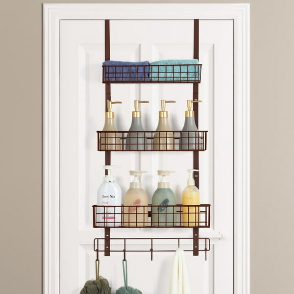 Over The Door Organizer 3 Tier Hanging Basket Shelf for Kitchen Bathroom Pantry