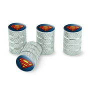 GRAPHICS AND MORE Superman Classic S Shield Logo Tire Rim Wheel Aluminum Valve Stem Caps