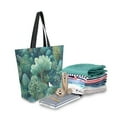 thumbnail image 2 of FORMRS Womens Canvas Tote Bag with Zipper Inner Pocket Shoulder Handbag, Green Forest Pattern, 2 of 7