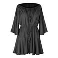 thumbnail image 5 of Womens Summer Off the Shoulder Jumpsuits Cotton Linen Short Rompers Long Sleeve Elastic Drawstring Tiered Flowy Jumpsuit, 5 of 5