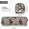 thumbnail image 3 of Rocae Leopard Print Rose for Pen and Marker Pouch with Zipper for Men and Women, Stationery Bag Pen Holder for Work and Office, 3 of 9