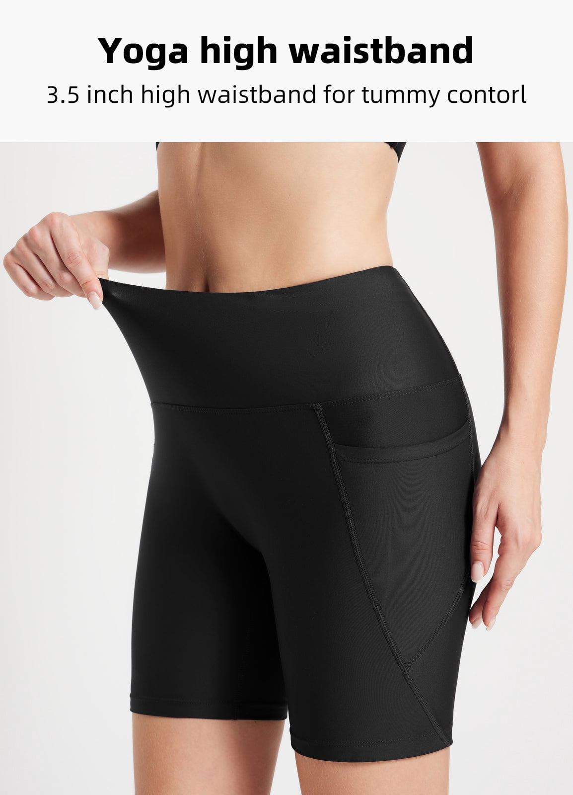 BALEAF Swim Shorts Women Bathing Suit Bottoms 6" Modest Swimsuits Tankini Tummy Control Board Shorts Swimwear High Waisted Biker Shorts Boyshorts Black M