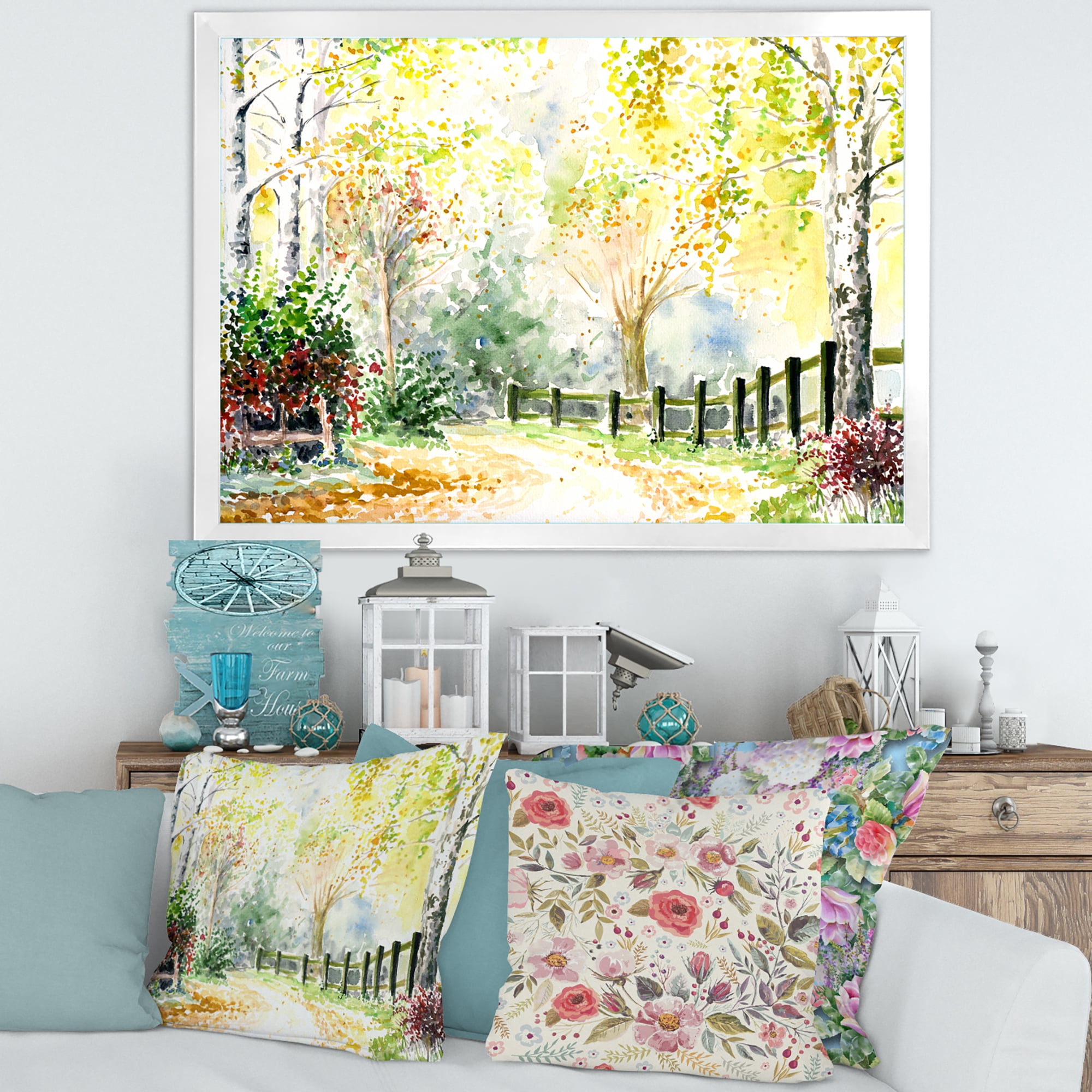 Designart 'Autumn Countryside The Afternoon Landscape' Traditional Framed Art Print