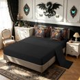thumbnail image 4 of meiyoeat Fairy Dragon Full Size Bedding Sets for Girls Boys Girls, Castle Animal Full Size Bed in a Bag, Red Gold, Black Reversible, 7 Pieces, 4 of 5