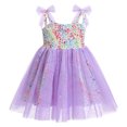 thumbnail image 3 of IBTOM CASTLE Toddler Baby Girls Boho Rainbow Tutu Floral Sequin Sleeveless Backless Ruffle Tulle Dress Princess Birthday Party Sundress 2-3 Years Purple Stars, 3 of 8