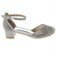 thumbnail image 3 of Badgley Mischka Big Kids Block Heeled Dress Shoes,   Silver, 6, 3 of 7