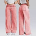 thumbnail image 2 of Audhol Women Jeans, Bow Jeans for Girls Wide Leg Baggy Denim Pants Cute High Waisted Trousers Kids Casual Streetwear with Pockets 614Y Wide Leg Jeans Woman Pink M, 2 of 8