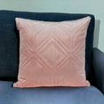 thumbnail image 2 of Pink Quilted Diamonds Velvet Solid Color Throw Pillow, 2 of 5
