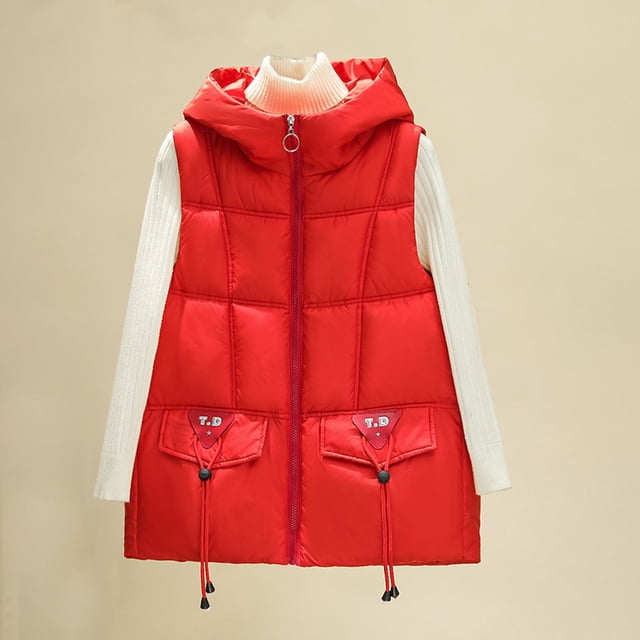Abrigo informal sin mangas y sin capucha, 10 colores, para mujer, cálido, de invierno, acolchado
