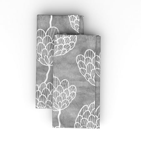 

Linen Cotton Canvas Dinner Napkins (Set of 2) - Graphic Flowers Charcoal Floral Springtime Black White Grayscale Flower Gray Neutral Wildflowers Print Cloth Dinner Napkins by Spoonflower