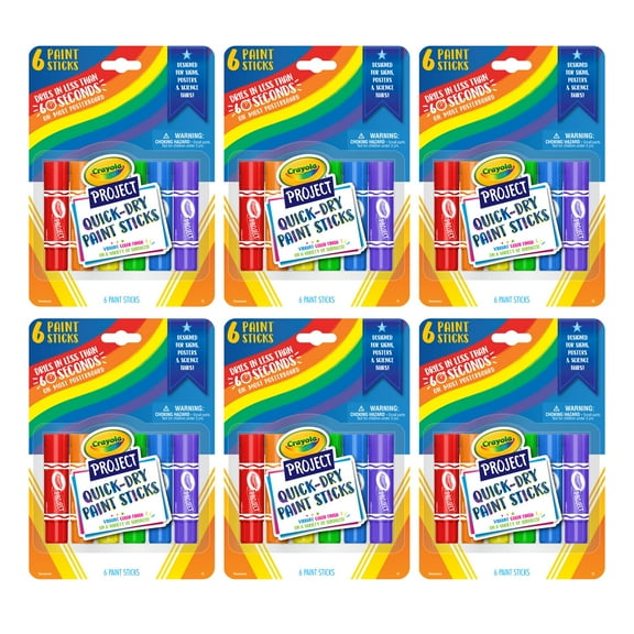 Crayola Project Quick-Dry Paint Sticks, 6 Per Pack, 6 Packs