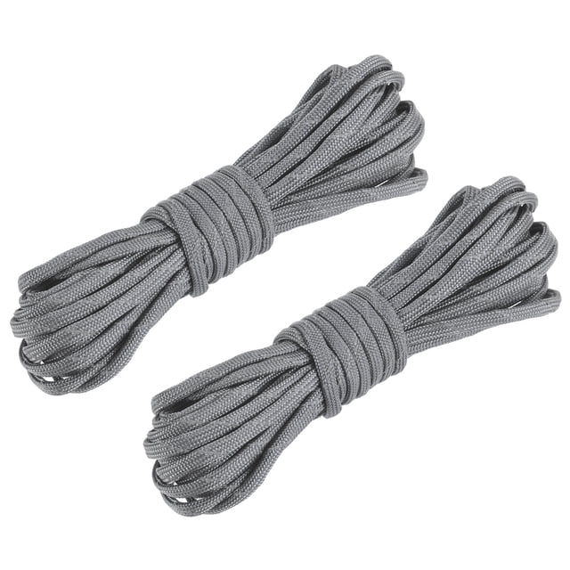 Unique Bargains 19.7Ft 4mm Nylon Reflective Tent Rope Guyline Camping Cord Grey 2 Pack