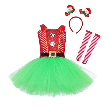 

Uvwlwu Christmas Dresses for Girls Child Tulle Pageant Dress Party Gown Princess Dresses Christmas Gifts(Size:4-5 Years)