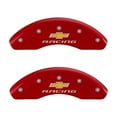 thumbnail image 3 of MGP Front set 2 Caliper Covers Engraved Front Chevy racing Red finish silver ch, 3 of 4
