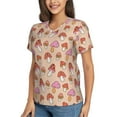 thumbnail image 2 of Xecao 70s Mushroom for Women's V-Neck T-Shirts-Elegant Half-Sleeve Tops Perfect for Summer-Large, 2 of 5