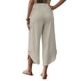 thumbnail image 6 of Ytndtr Women's Cotton Linen Wide Leg Pants Summer Flowy Wide Leg Beach Trousers with Pockets, 6 of 6
