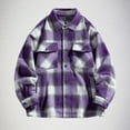 thumbnail image 5 of YFNNUP Men's Sherpa Lined Flannel Shirt Jacket Long Sleeve Plaid Outwear Casual Button Down Shirts with Pockets Outdoor Lapel Outerwear Purple XXXL, 5 of 5