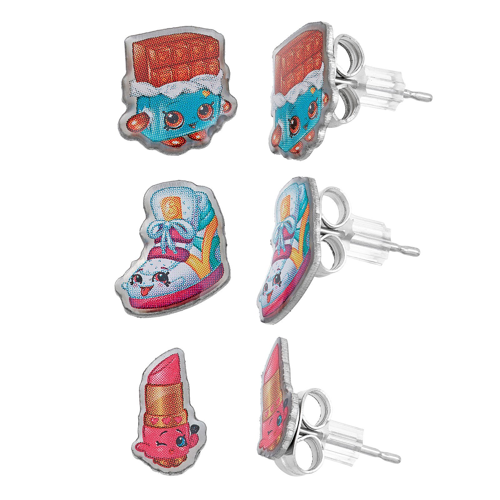 Shopkins Children's 3-piece Printed Stud Earring Set