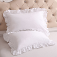 thumbnail image 3 of 4X 100% Cotton Ruffle Pillowcase Ruffled Pillow Cover White Pillow Case, 3 of 5