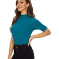 thumbnail image 3 of ORUYROP Chandail à Manches Courtes pour Femmes, Pull Ajusté en Jersey, 3 of 6