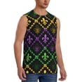 thumbnail image 2 of Kdxio Mardi Gra Geometric for Men's Muscle T-shirt,Sleeveless for Workout Running Athletic Gym Lounge Casual, 2 of 7