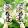 thumbnail image 4 of Happy St. Patrick’s Day Australian Shepherd with Green Hat Shamrocks Rainbow 30oz Stainless Steel Tumbler Insulated Cup with Lid Aussie Dog Lover Gifts - 03007, 4 of 5