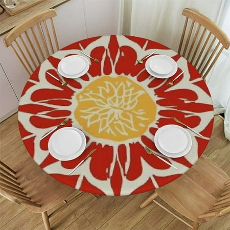 

Tllo0ord Classic Silhouette Forest Springtime Round Table Cover Resistant Washable Flower Cover for Kitchen Dining Room Holiday Party Picnic Patio Fits up Tables Vermilion White 38-42