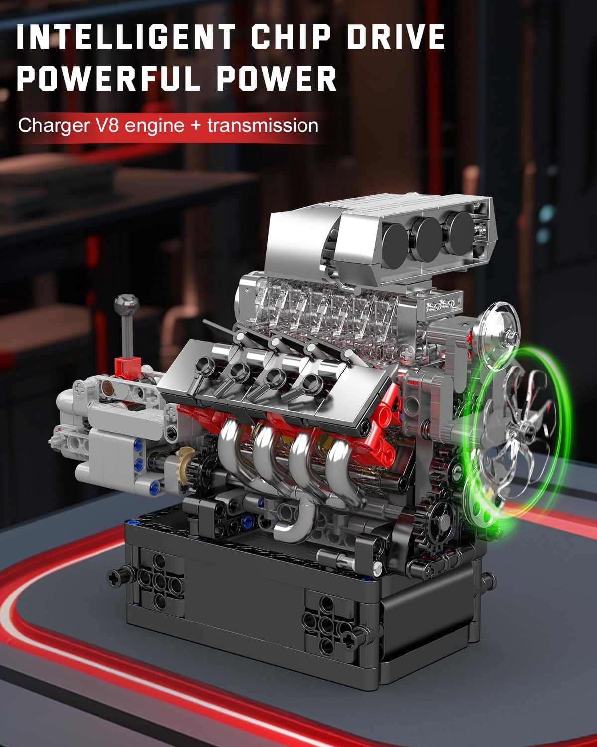 Engine Model kit That Runs- Build Your Own STEM V8 Model Engine with Transmission, 8-Cylinder Car Engine kit Building Engineering Toys for Adults Collections (855+PCS)