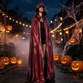 thumbnail image 2 of Yuncity Unisex Halloween Hooded Cape Graphic Print Sleeveless Cloak Flowy Lightweight Cosplay Stage Performance Clothes, 2 of 5