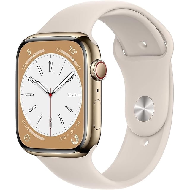 Restored Apple Watch Series 8 (GPS+Cellular, 41mm) - Gold Stainless Steel Case - Gold Milanese Loop Sport Band (Refurbished)