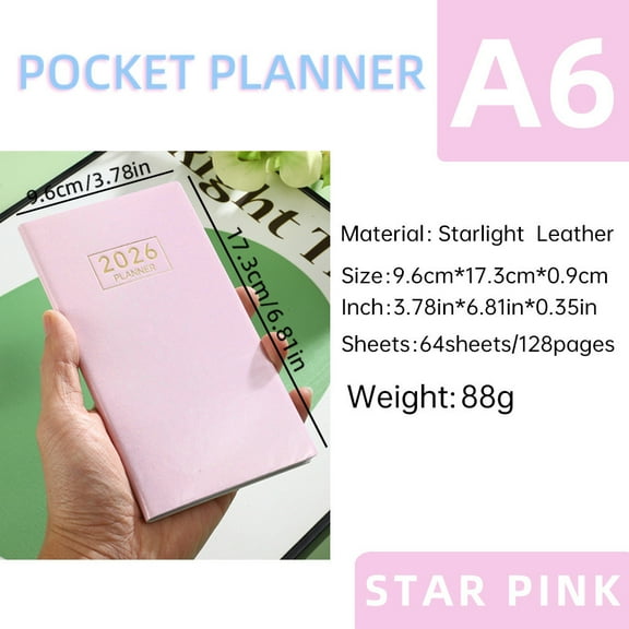 Opehuo 2026 A6 Mini Planner,Daily Planner Notebook,Mini Portable Notebook,Colorful Starlight Color Notebook,Notes Pages,Planner Book 2026 for School Office Home,E