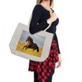 thumbnail image 2 of Horses Shopping Bag, Friesian Animal Mane Gallops in Meadow Mystery Vitality Horse, Eco-Friendly Reusable Bag for Groceries Beach and More, 15.5" X 14.5", Cream, by Ambesonne, 2 of 2