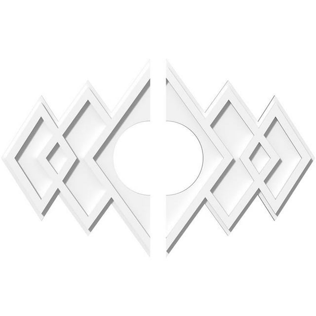 Ekena Millwork CMP28X18ZE2-07000 7 in. ID x 8.75 in. Rectangle Zoe Architectural Grade PVC Contemporary Ceiling Medallion - 2 Piece
