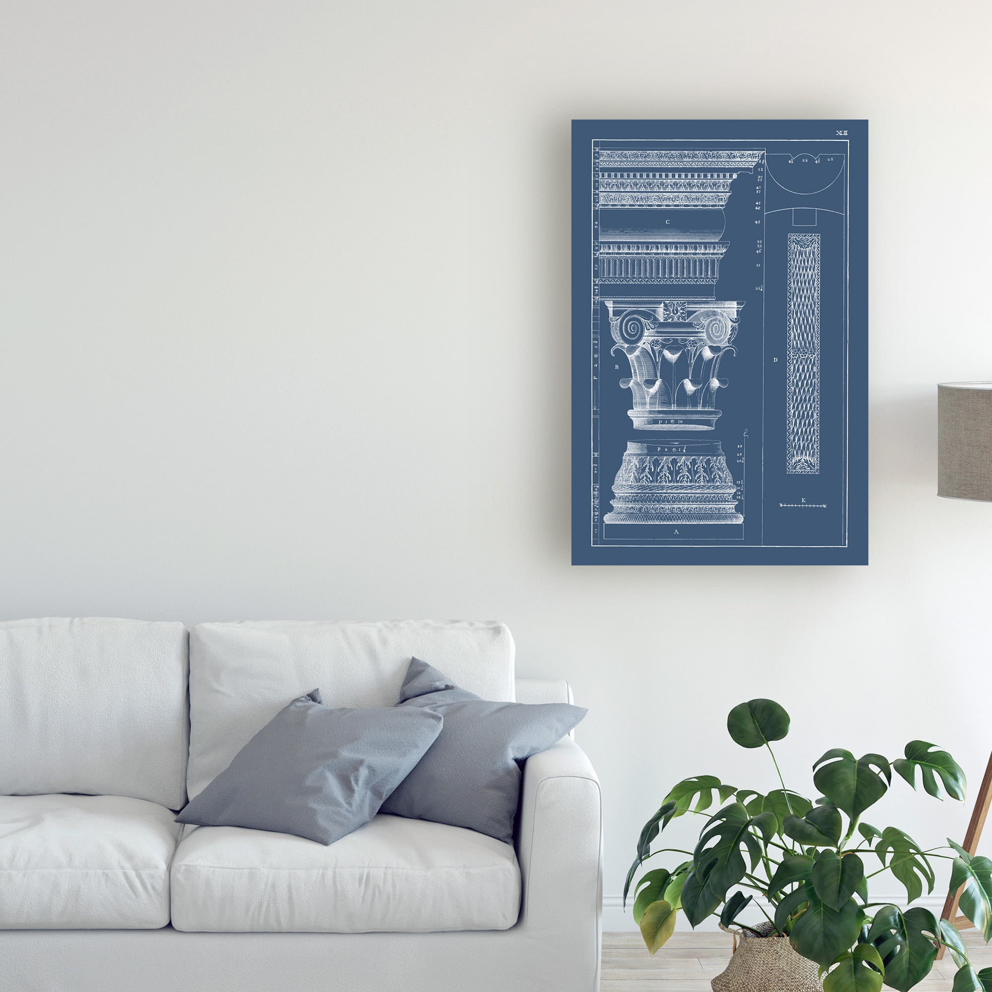 Trademark Fine Art 'Column And Cornice Blueprint I' Canvas Art by Vision Studio