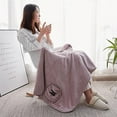 thumbnail image 3 of Transemion Stay Warm In Style With Soft Fleece Button Bed Jacket Soft Fleece Button Bed Jacket With Pockets Polyester Warm And Cozy blue 1Set, 3 of 6