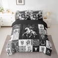 thumbnail image 3 of Homewish Western Cowboy Cowgirl Bedding Comforter Set 7pcs, Black Grey Patchwork Queen Bedding Sets, Rustic Farmhouse Reversible Queen Sheet Sets, Ultra Soft Bedroom Decor, 3 of 8