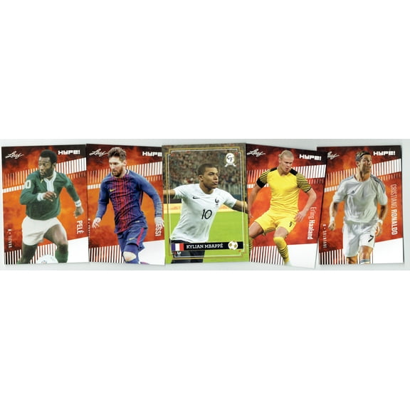 5) Mint Card Lot Pele Messi C. Ronaldo Erling Haaland   Mbappe Rookie HYPE!