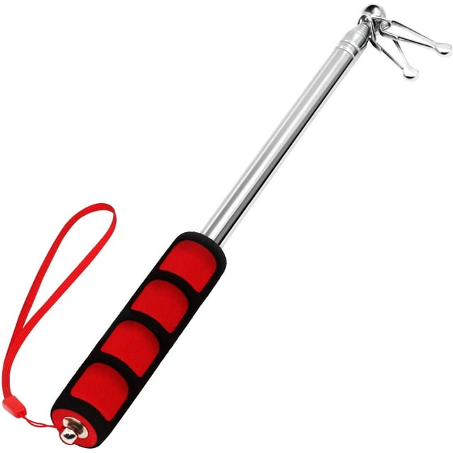 Poteaux de Drapeaux Télescopiques Portatifs Rouges de 5 Pieds, Anley Portatifs avec Pinces - Acier Inoxydable Léger et Extensible avec Poignée Antidérapante - Mât de Drapeau Pliable pour Guides Touristiques et Aiguille pour Enseignants