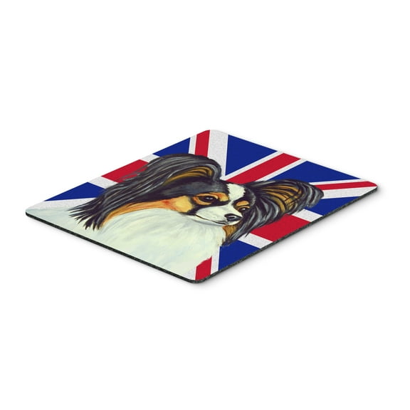 Carolines Treasures LH9503MP "Papillon with English Union Jack British Flag Mouse Pad Hot Pad or Trivet" Large