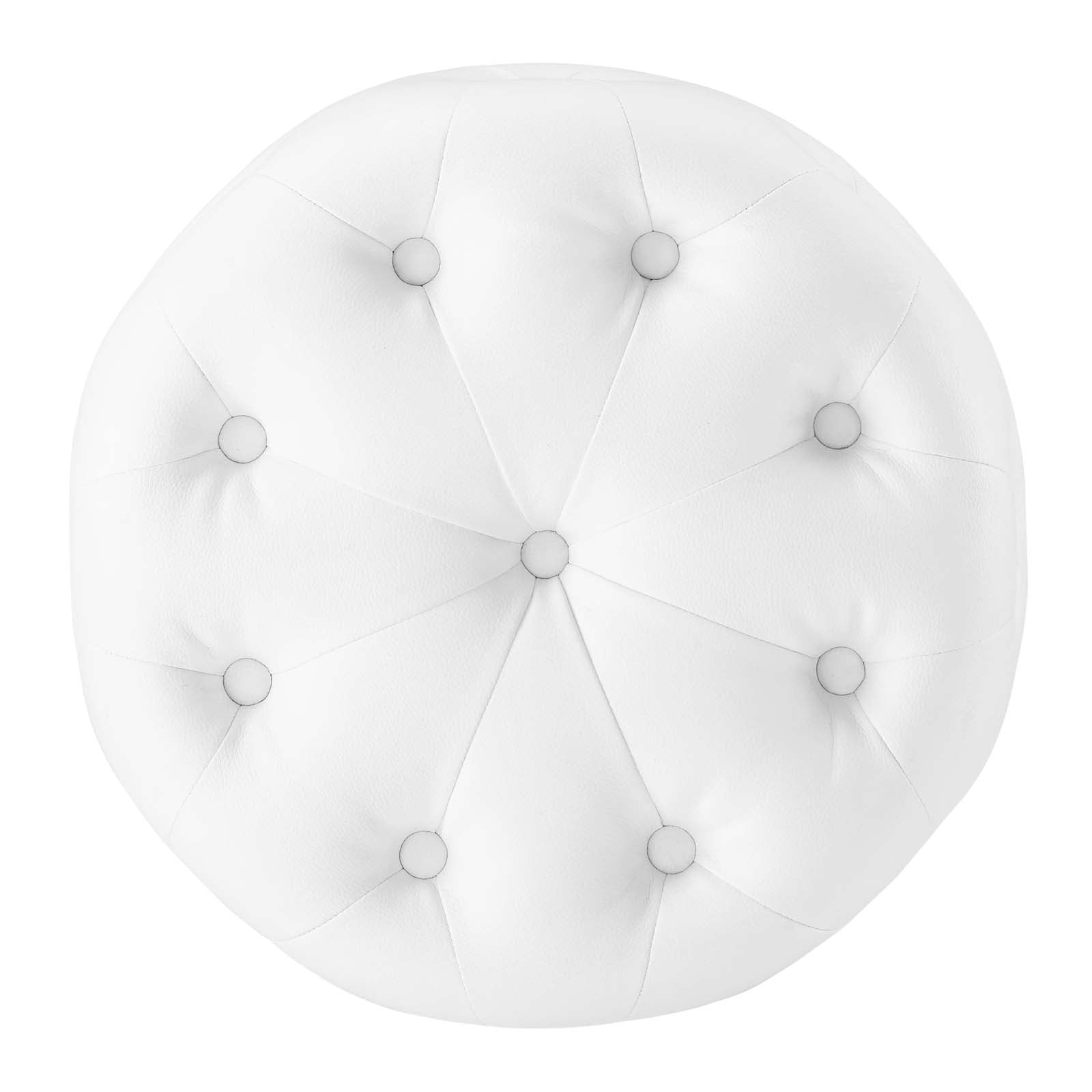 Modway Amour Tufted Button Round Faux Leather Ottoman in White