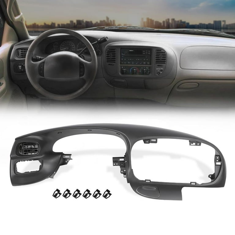 PIT66 Center Front Graphite Gray Dash Pad Bezel Cover Fit for Ford F150 Ford Expedition 1997 1998 1999 2000 2001 2002 2003 Grey