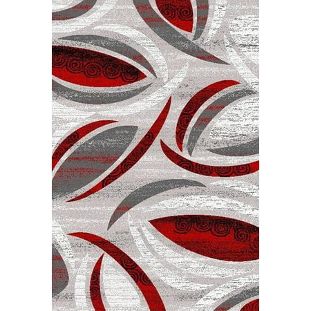Premium Hand Carved Modern 5x8 5x7 Rug Contemporary 1070 Red Grey Gray