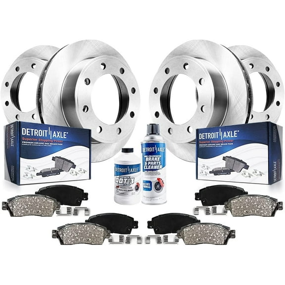 Detroit Axle - Brake Kit for 2009 2010 Dodge Ram 2500 3500, 2012 Ram 1500 2011-2018 2500 3500, Brake Rotors Ceramic Brakes Pads Replacement : 14.17 inch Front & 14.09 inch Rear Rotor